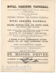 VAUXHALL GARDEN: SALE CATALOGUE