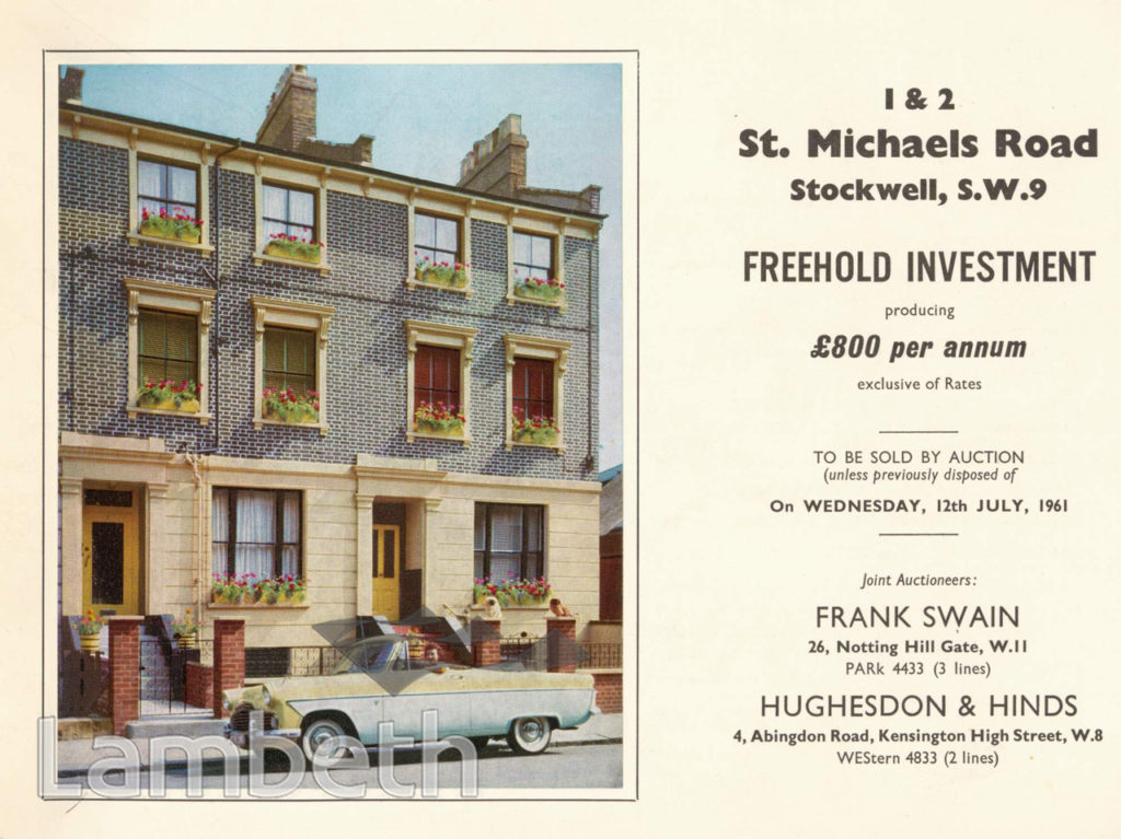 ST MICHAELS ROAD, STOCKWELL: SALE CATALOGUE