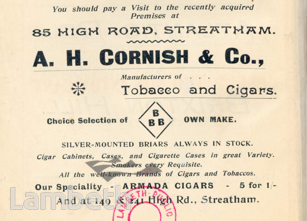 A. H. CORNISH & CO., STREATHAM HIGH ROAD: ADVERTISEMENT