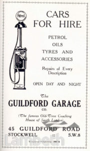 GUILDFORD GARAGE, SOUTH LAMBETH: ADVERTISEMENT