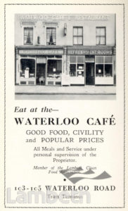 WATERLOO CAFE, WATERLOO: ADVERTISEMENT