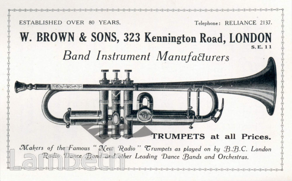 MUSICAL INSTRUMENT MAKERS, W. BROWN & SONS LTD., KENNINGTON