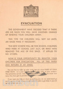 EVACUATION FORM: WORLD WAR II