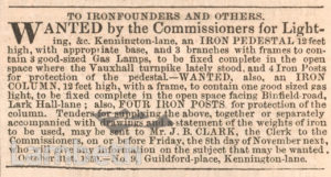 NOTICE FOR LIGHTING TENDER, VAUXHALL