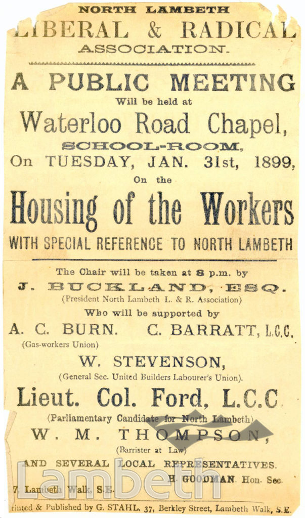HOUSING OF THE WORKERS, PUBLIC MEETING, WATERLOO ROAD