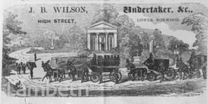 ADVERT, J.B.WILSON, UNDERTAKER, WEST NORWOOD