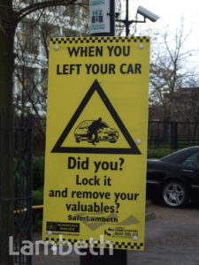 ANTI-THEFT NOTICE, BARRINGTON ROAD, LOUGHBOROUGH JUNCTION