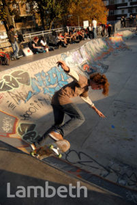 SKATEBOARDER, STOCKWELL PARK SKATEBOARD PARK, BRIXTON