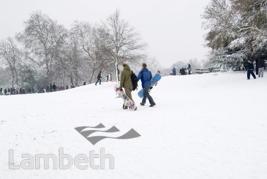 SNOWBOARDERS, BROCKWELL PARK, HERNE HILL