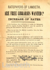 FREE LIBRARIES PROTEST LEAFLET, LAMBETH
