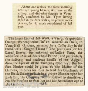 MISBEHAVIOUR AT VAUXHALL GARDENS