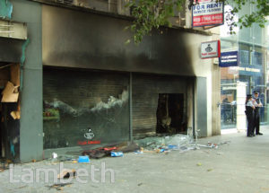 RIOT DAMAGE, BRIXTON ROAD, BRIXTON