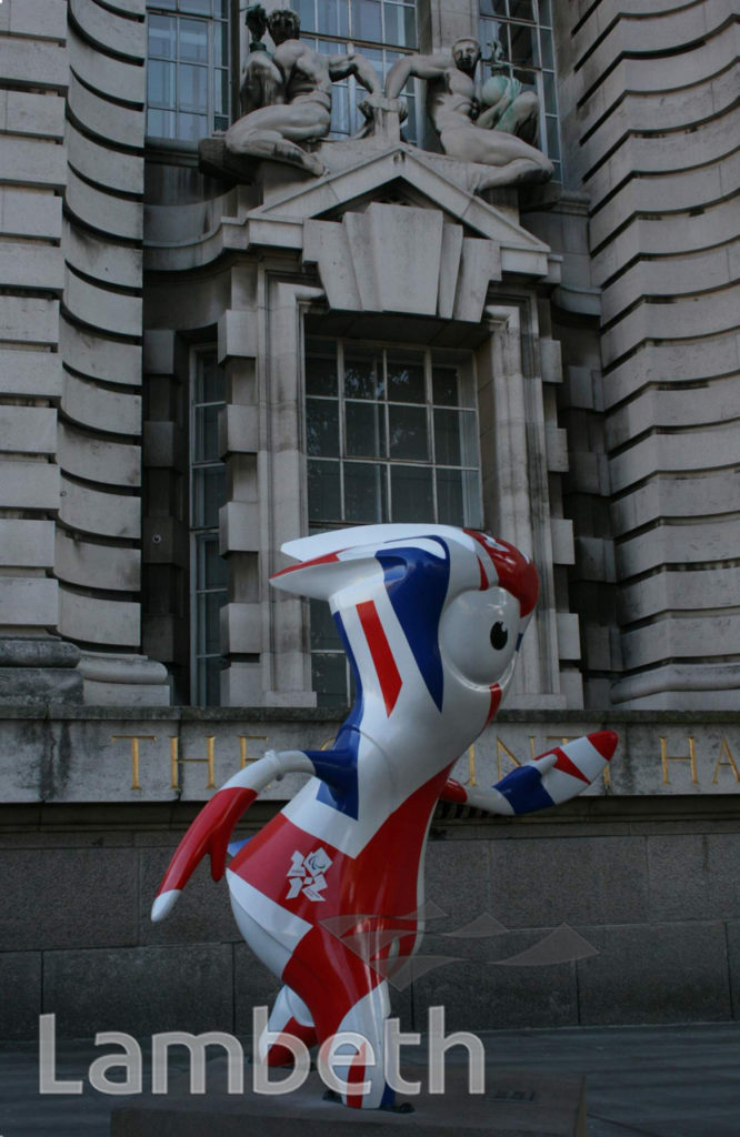 OLYMPIC MASCOT, COUNTY HALL, WESTMINSTER BRIDGE ROAD