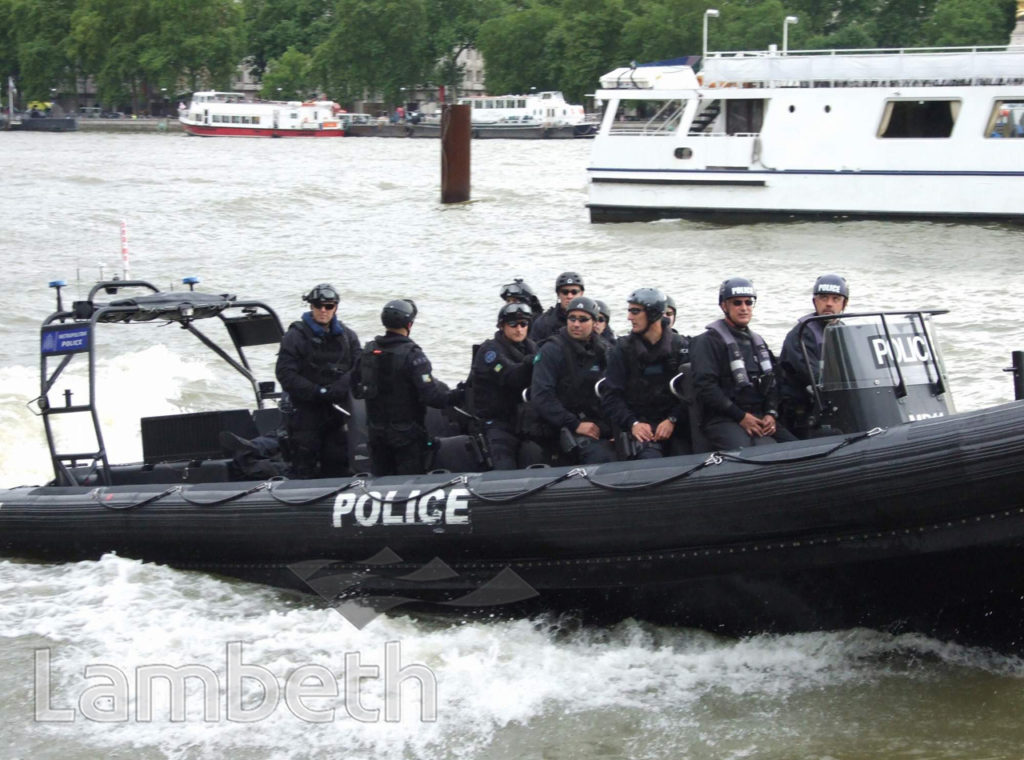 OLYMPIC’S POLICE RIVER PATROL, RIVER THAMES, SOUTH BANK