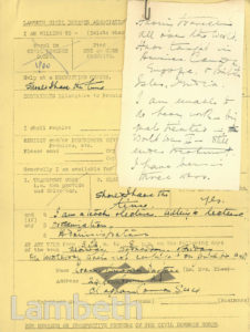 CIVIL DEFENCE VOLUNTEER: DORTHER CONNOR-BUCHAN, CLAPHAM