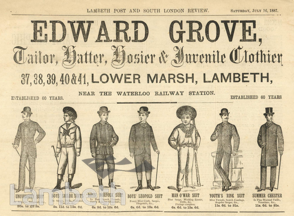 ADVERT FOR EDWARD GROVE, TAILOR, LOWER MARSH, WATERLOO