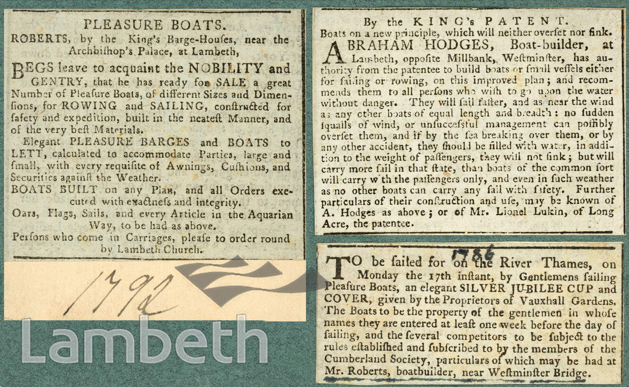 ADVERTS: LAMBETH BOATBUILDERS & SAILING CUP