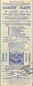 FETE: KENNINGTON LIBERAL CLUB, CARRON HOUSE, VAUXHALL