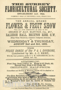 SURREY FLORICULTURAL SOCIETY SHOW, RALEIGH HALL, BRIXTON