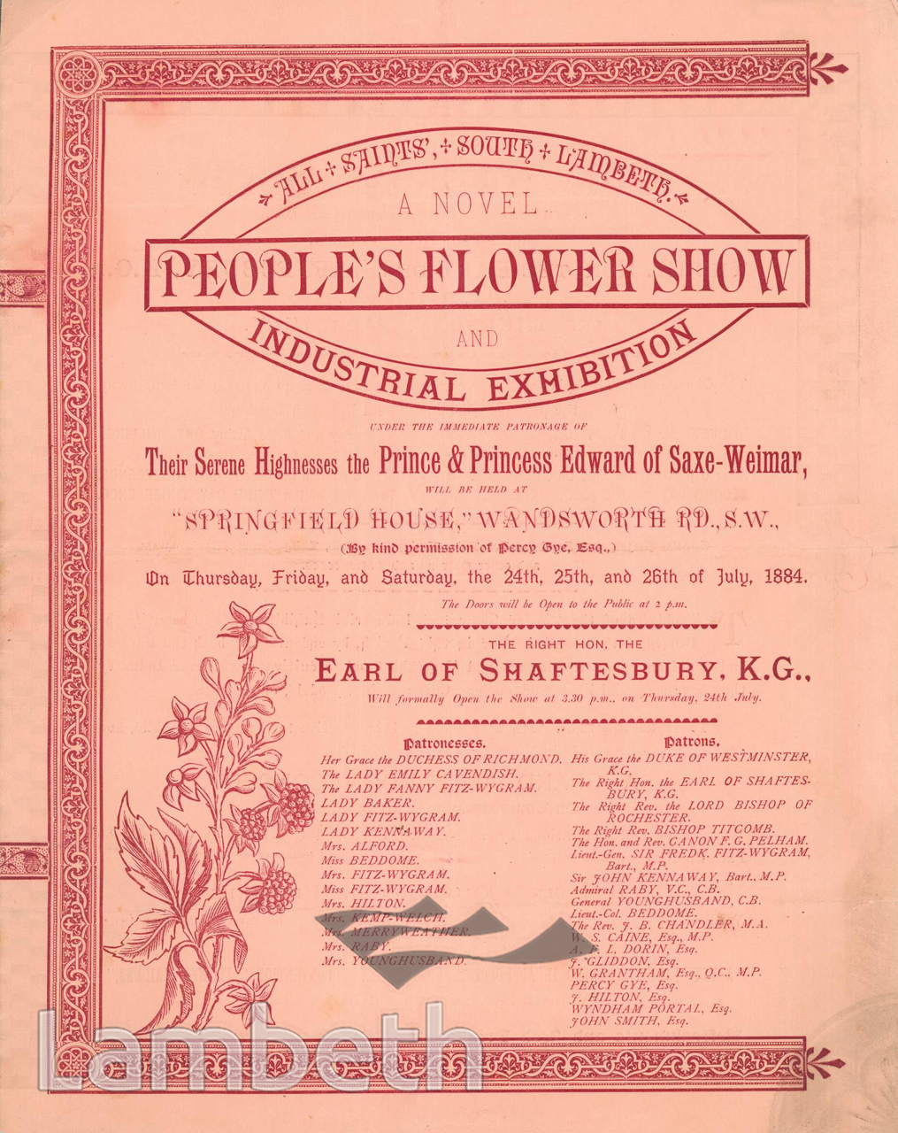 FLOWER SHOW, SPRINGFIELD HOUSE, WANDSWORTH ROAD