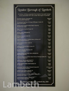 VC & GC MEMORIAL, LAMBETH TOWN HALL, BRIXTON