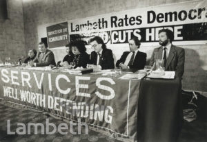 RATES CAPPING MEETING, LAMBETH TOWN HALL, BRIXTON