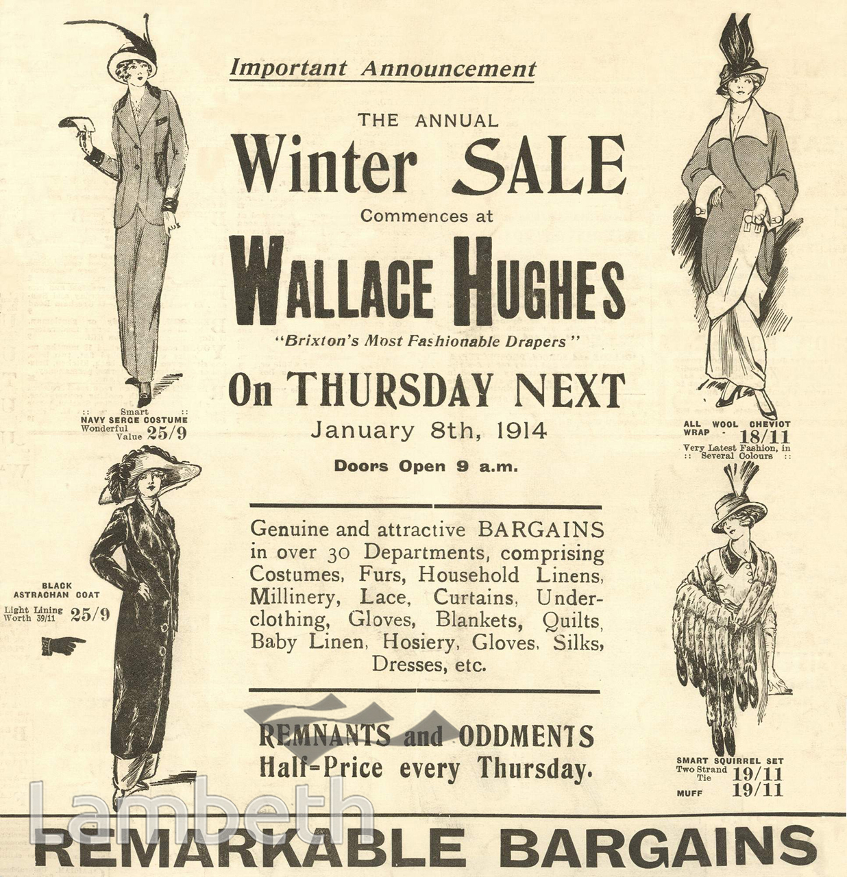ADVERT: WINTER SALE, WALLACE HUGHES, BRIXTON