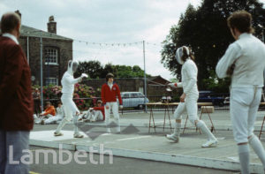FENCING, FESTIVAL OF SPORT, BROCKWELL PARK, HERNE HILL