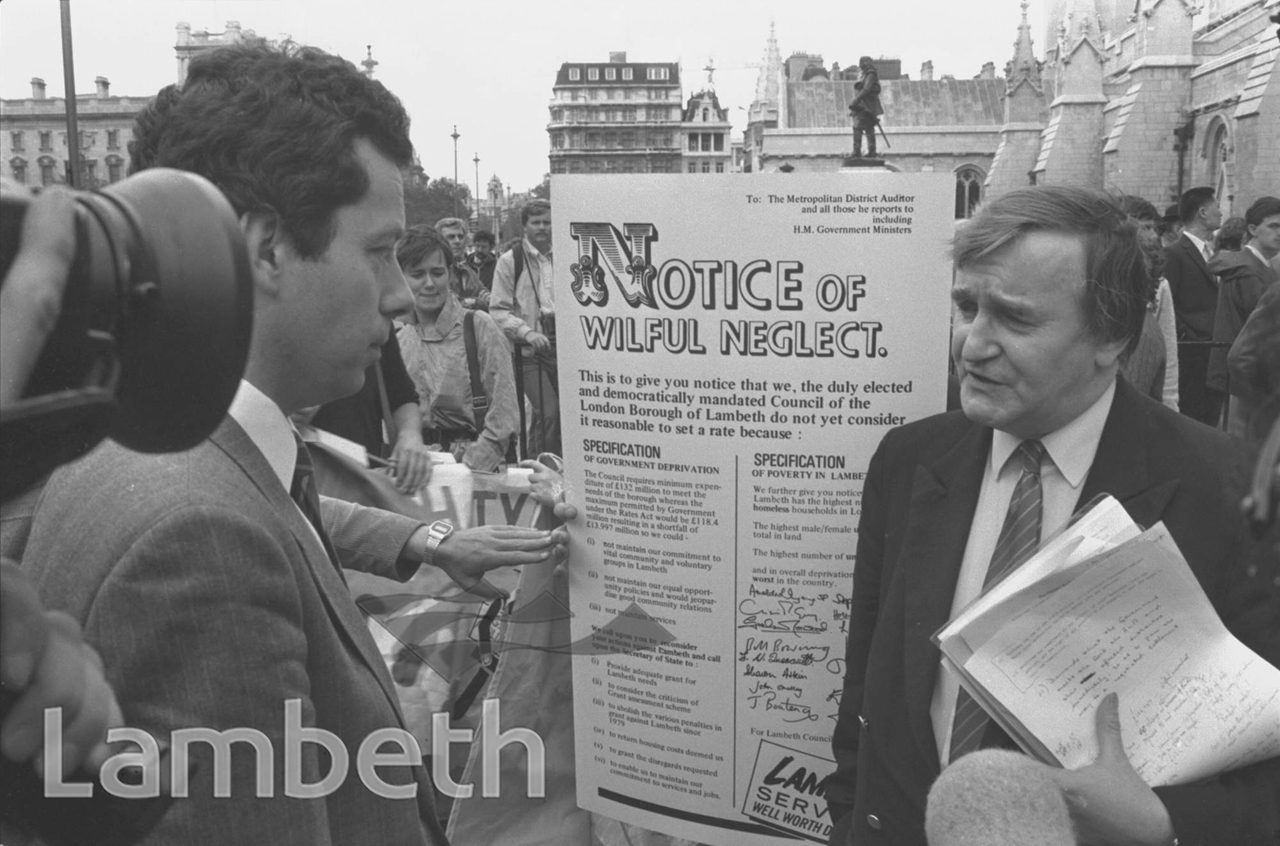 TED KNIGHT, RATE CAPPING PROTEST, WESTMINSTER