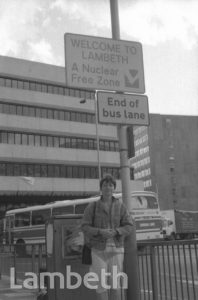 CLLR JOAN WALLEY & NUCLEAR FREE SIGN,