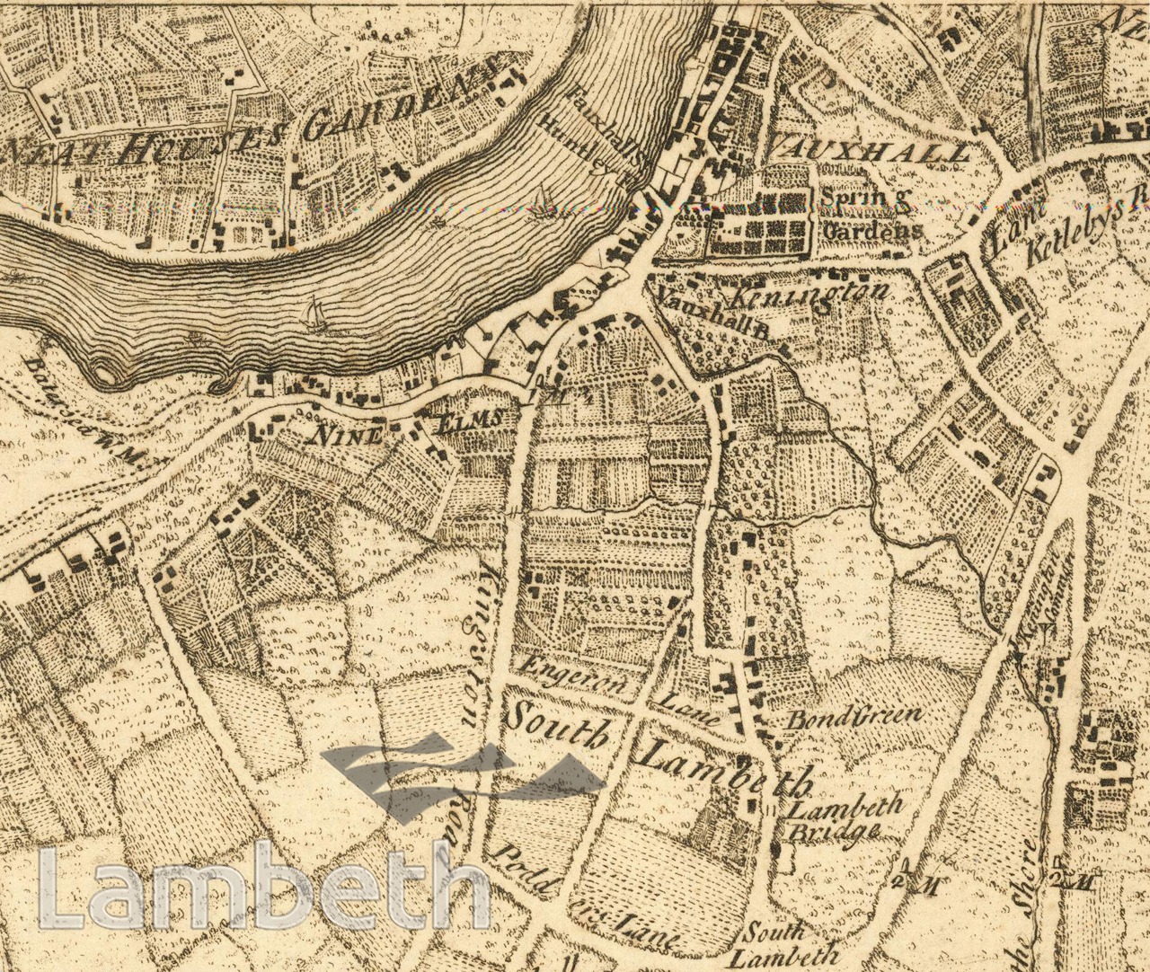 Clapham Lambeth old Map repro  London 1888 #D31 Wandsworth 
