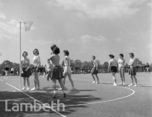 NETBALL GAME, CLAPHAM COMMON, CLAPHAM