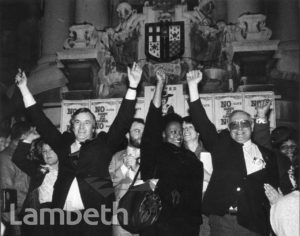 RATE CAPPING PROTESTS, LAMBETH TOWN HALL, BRIXTON CENTRAL