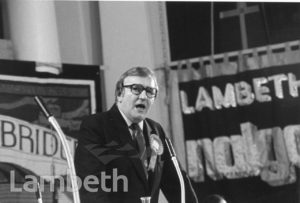 RATE CAPPING PROTESTS, LAMBETH TOWN HALL, BRIXTON CENTRAL