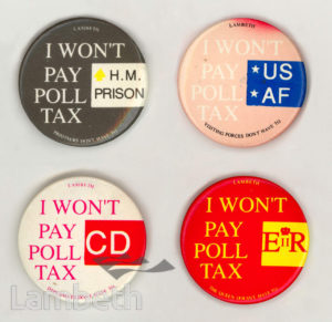 LAMBETH COUNCIL POLL TAX PROTEST BADGES