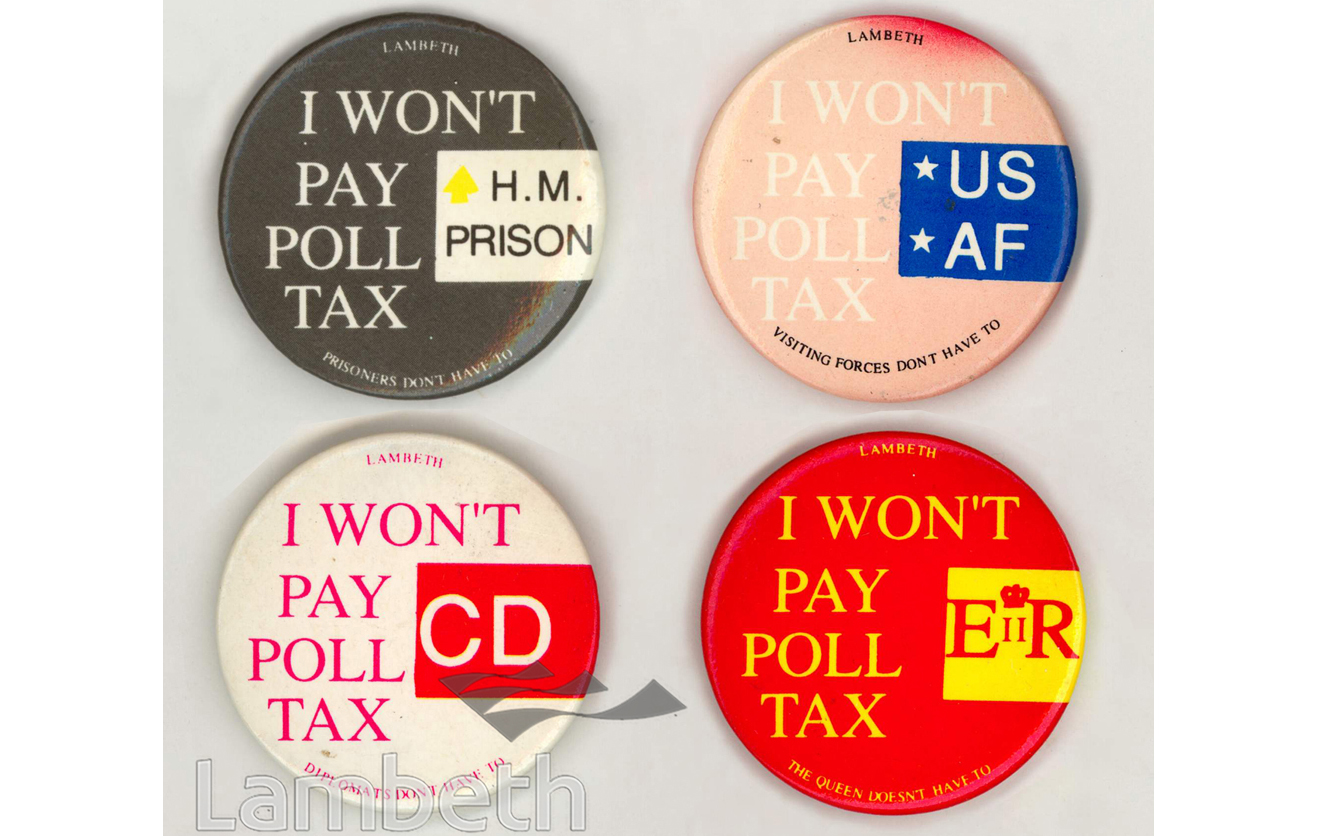 LAMBETH COUNCIL POLL TAX PROTEST BADGES