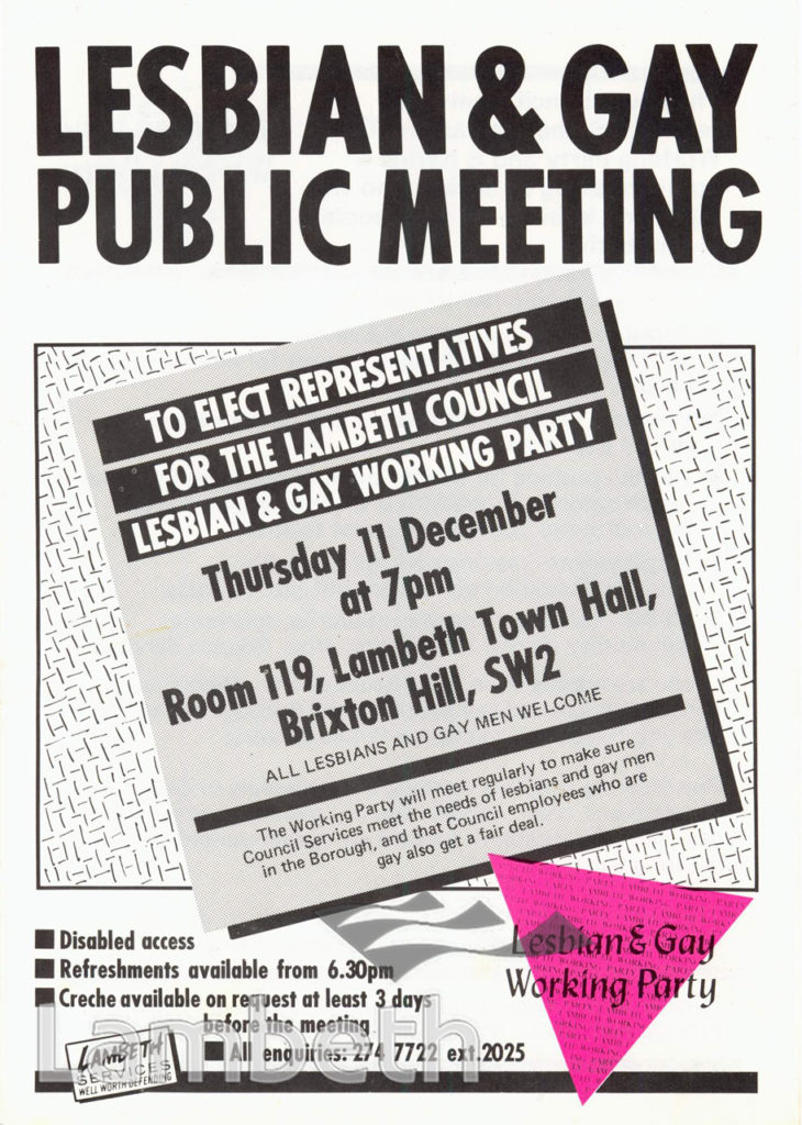 LESBIAN & GAY MEETING, LAMBETH TOWN HALL