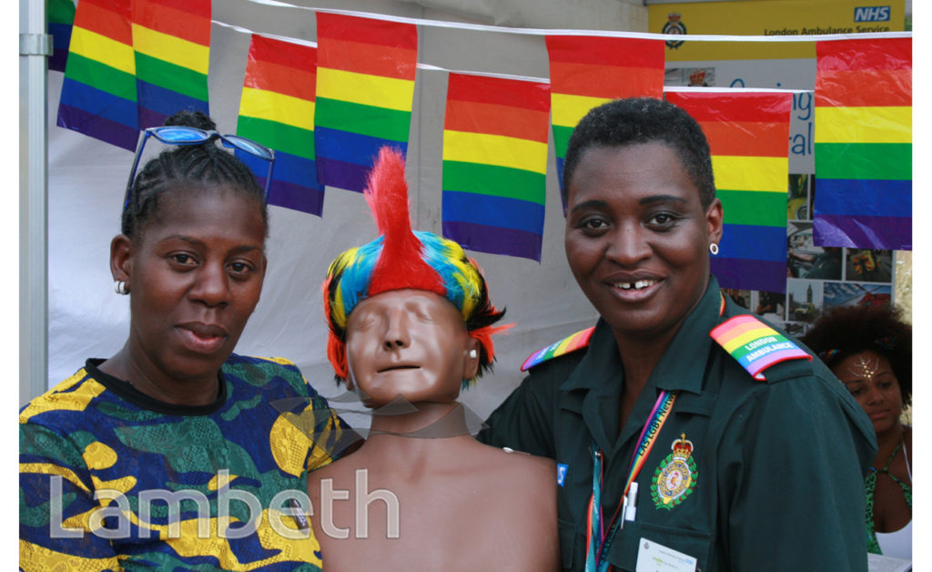 LONDON AMBULANCE SERVICE STAND, BLACK PRIDE, VAUXHALL