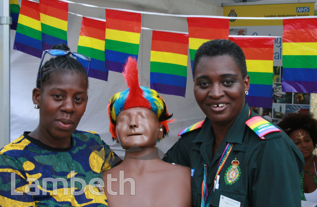 LONDON AMBULANCE SERVICE STAND, BLACK PRIDE, VAUXHALL