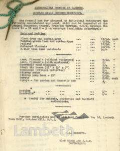 LAMBETH COUNCIL POST-WAR CIVIL DEFENCE DISPOSAL SALE