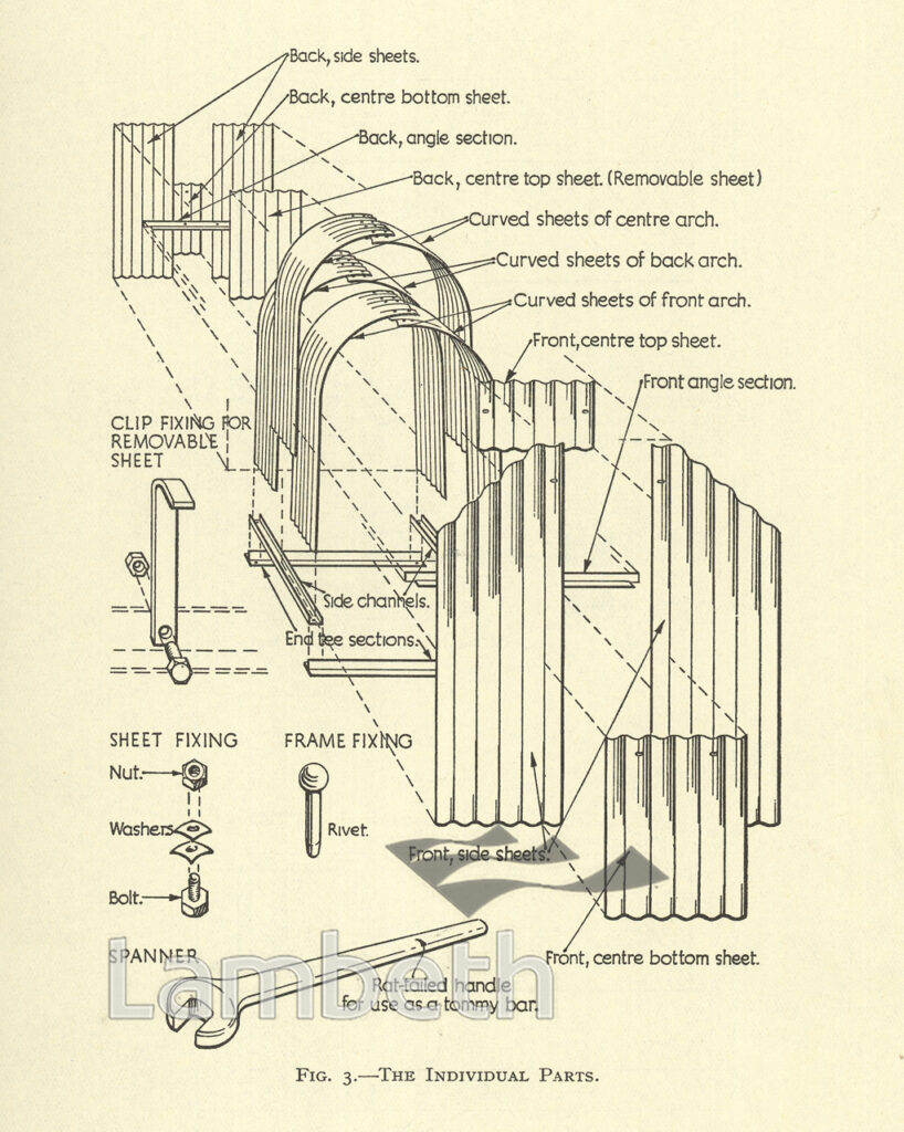 ERECTION OF STEEL AIR RAID SHELTERS, WORLD WAR II