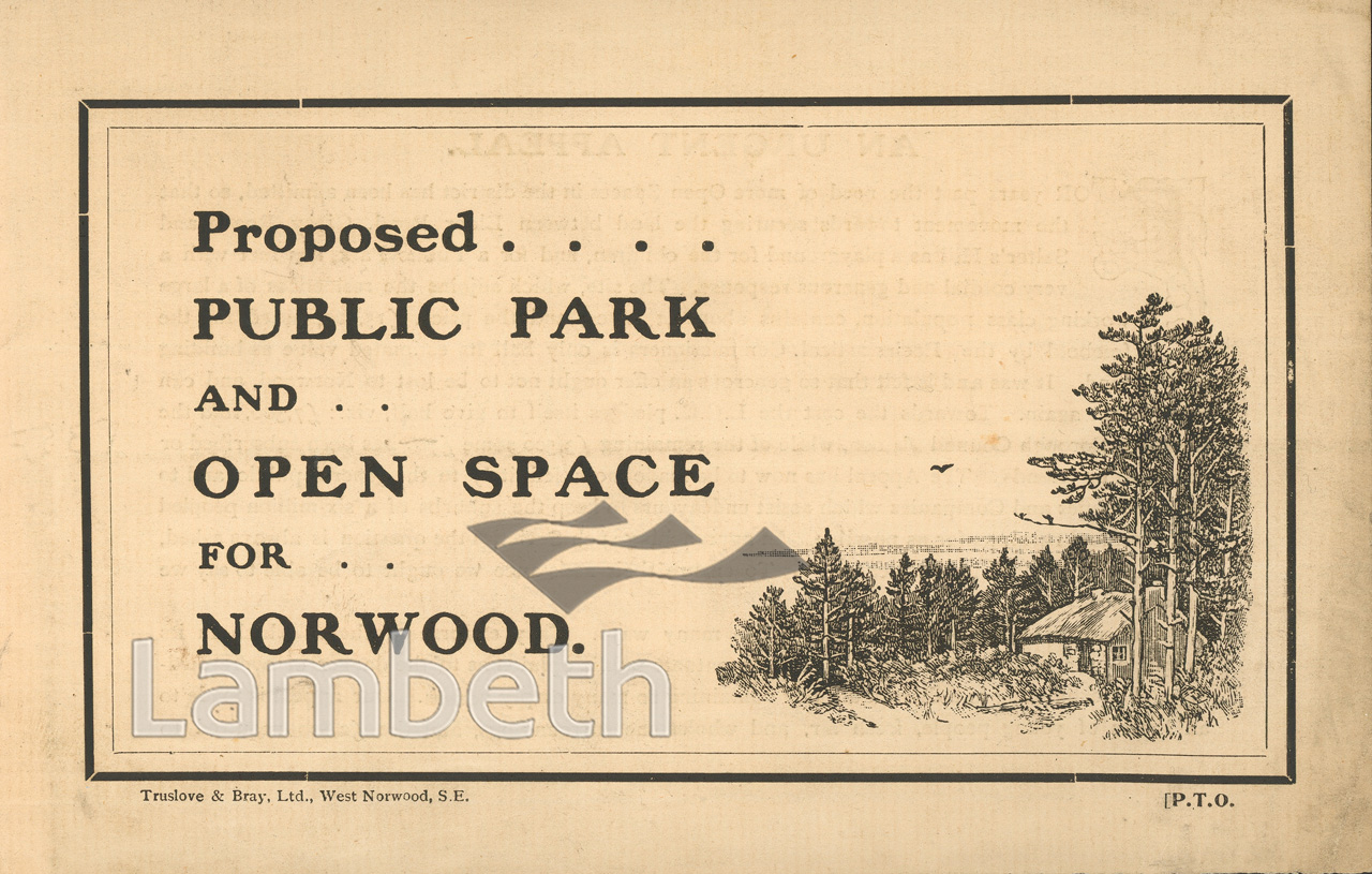 FUNDRAISING LEAFLET FOR CREATION OF NORWOOD PARK