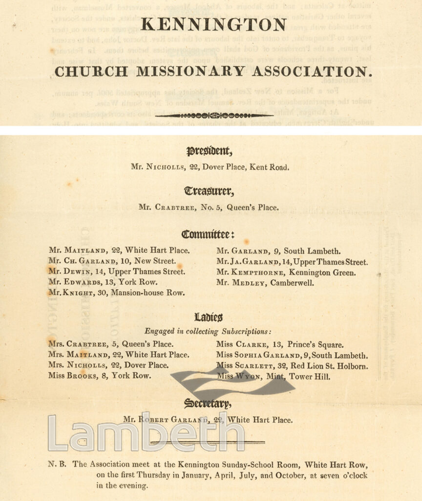 KENNINGTON CHURCH MISSIONARY ASSOCIATION