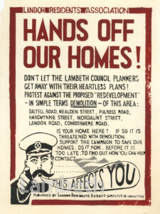 REDEVELOPMENT PROTEST, LANDOR ROAD, STOCKWELL