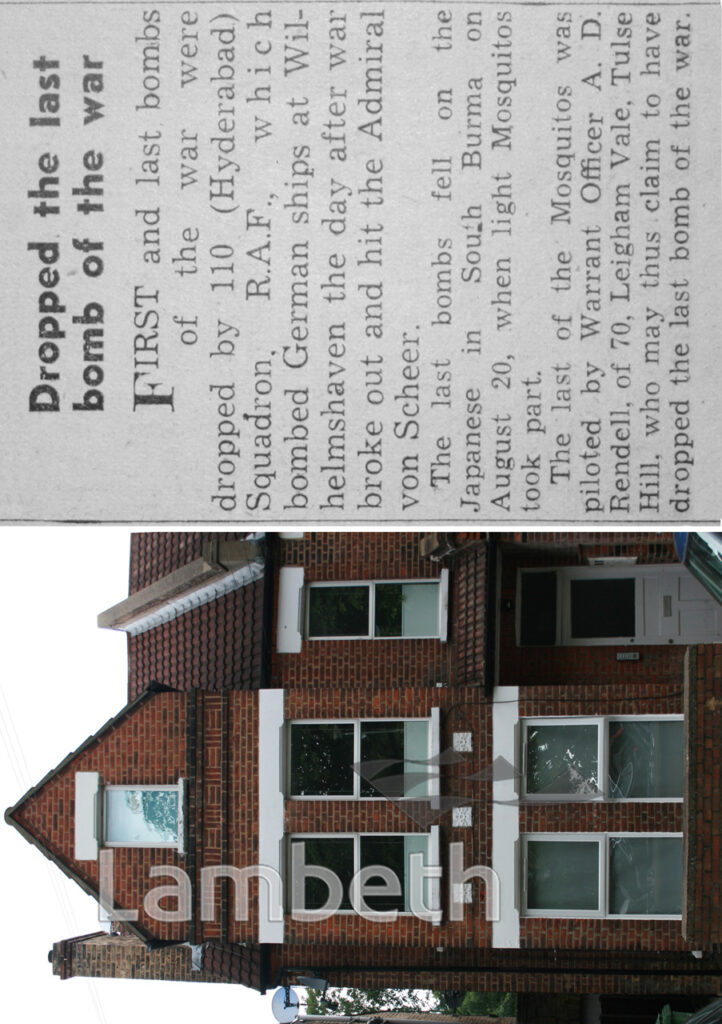 WWII PILOT’S HOME, 70 LEIGHAM VALE, TULSE HILL