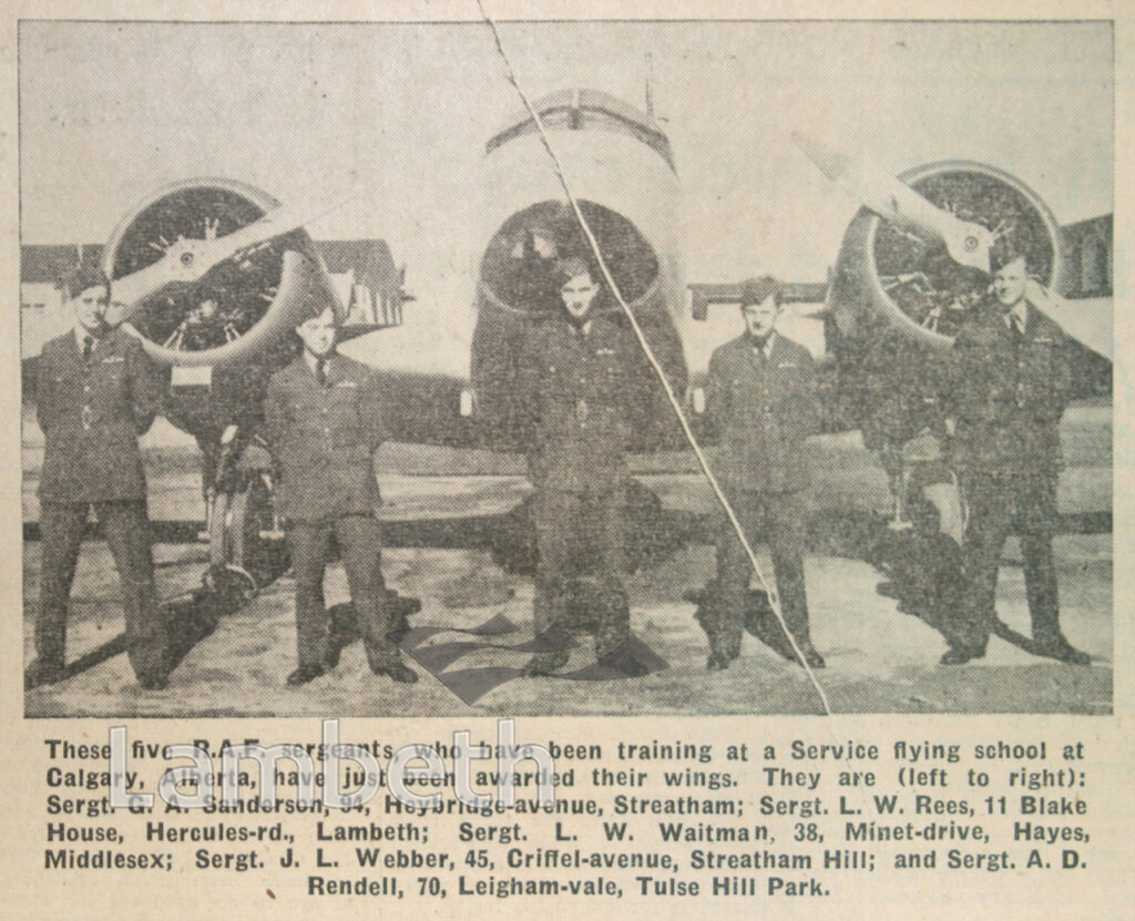 LAMBETH RAF PILOTS TRAINING IN CANADA, WWII