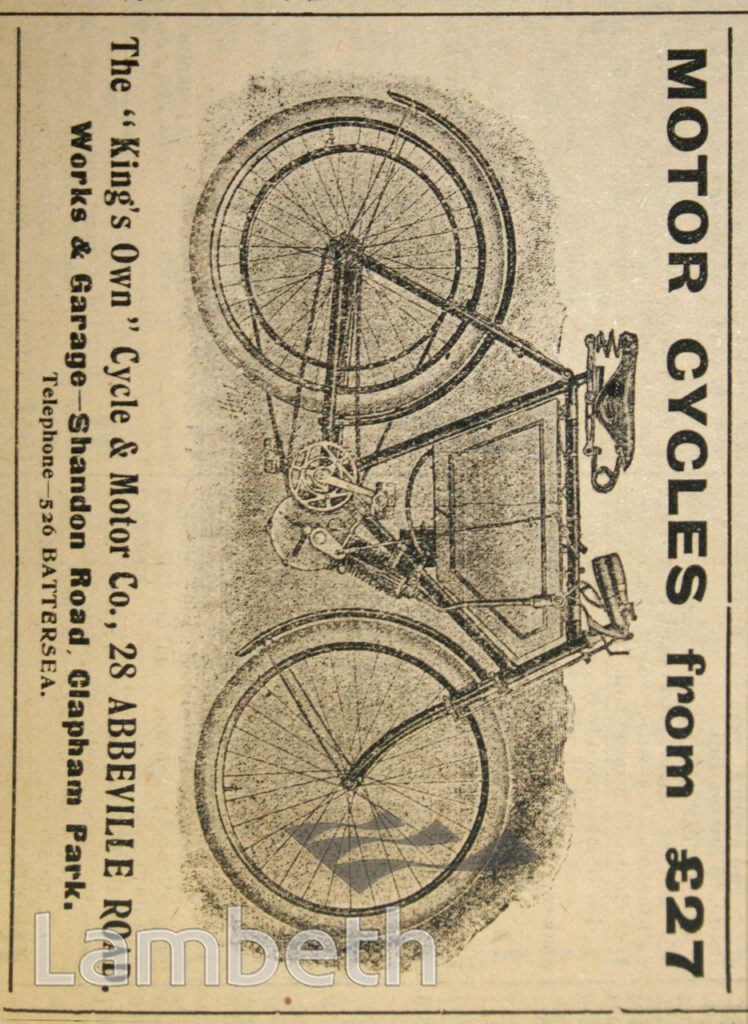KING’S OWN CYCLE & MOTOR CO., 28 ABBEVILLE ROAD, CLAPHAM