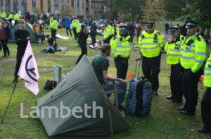 EXTINCTION REBELLION PROTEST CAMP EVICTION, VAUXHALL
