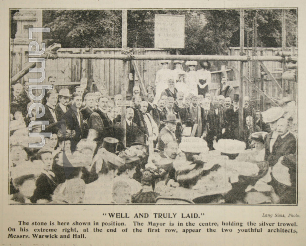 LAYING OF TOWN HALL FOUNDATION STONE, BRIXTON