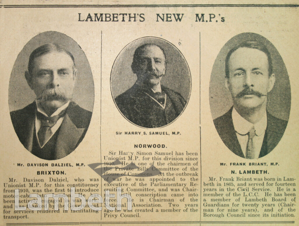 LAMBETH MPS: DAVISON DAZIEL, HARRY SAMUEL & FRANK BRIANT
